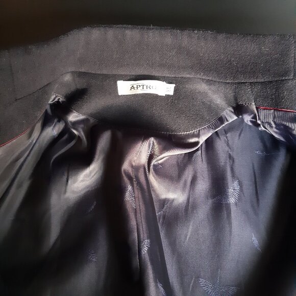 Aptro SZ XL Men's Fully Lined Black Standing Collar Overcoat - Picture 4 of 15